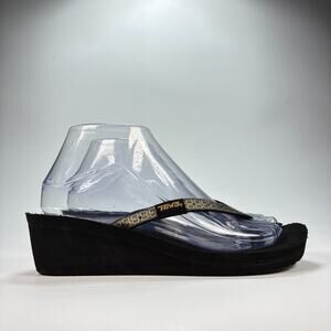 Teva Mush Black Wedge Flip Flop Thong Sandals Comfort Casual Women’s Size 7